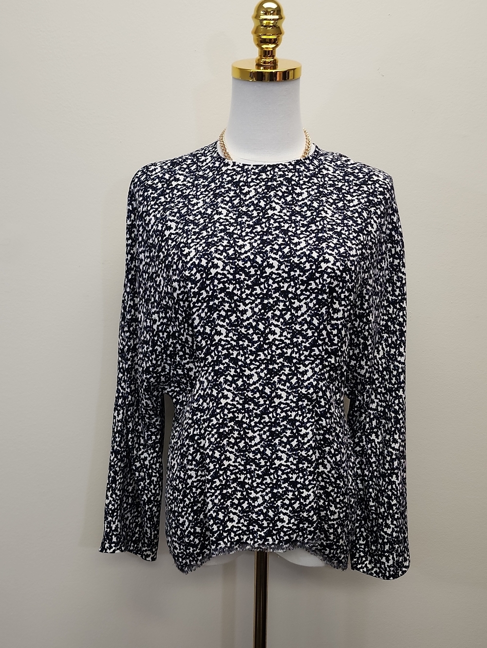 Joseph Black White Abstract Print Long Sleeve Tee Size 6